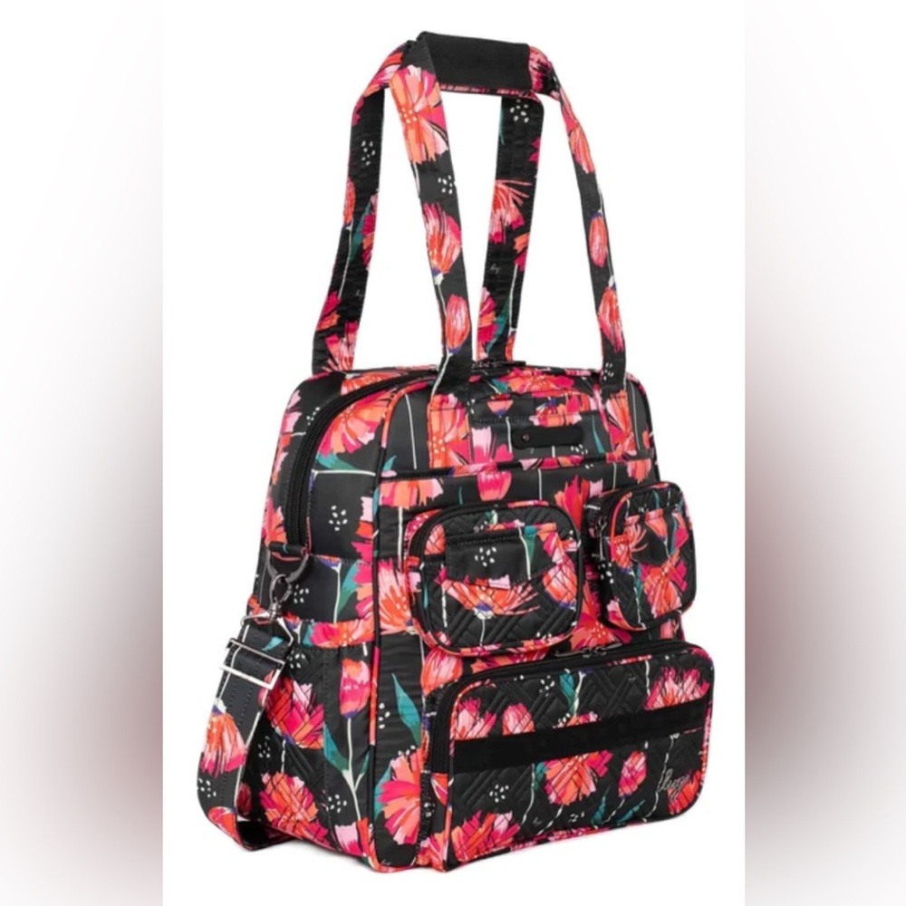 Lug Puddle Jumper LE Tote Bag. Pom Pom Floral Black. NWT - Picture 2 of 11
